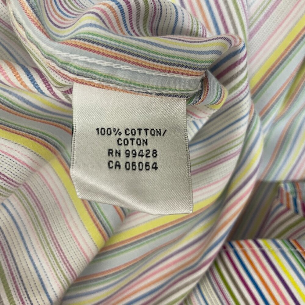 Bugatchi Men's Colorful Stripe Button-Up Shaped Fit Shirt L Preppy - Picture 7 of 7